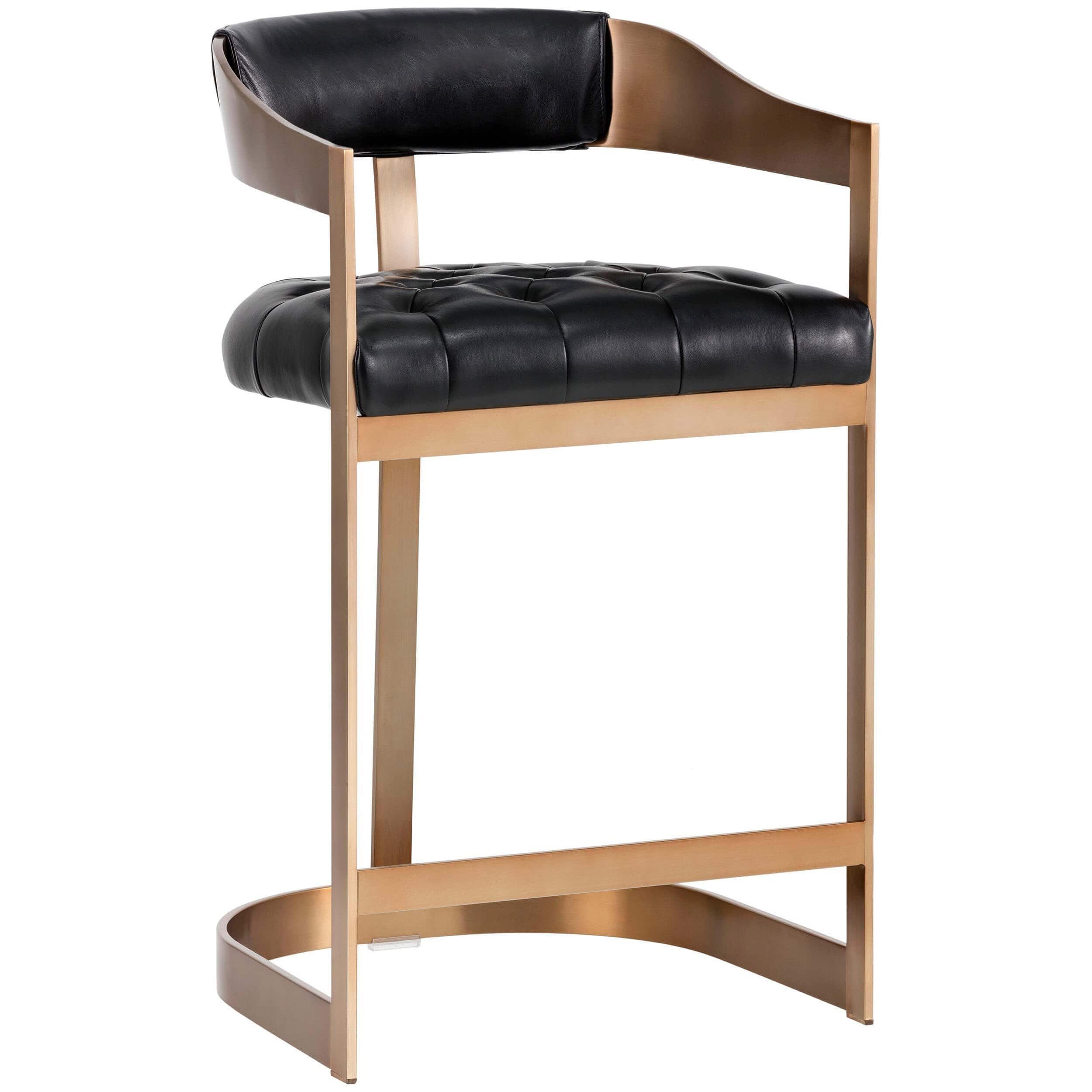 Beaumont Leather Counter Stool, Black