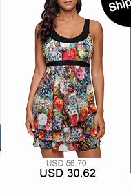 Printed Layered Scoop Back One Piece Swimdress