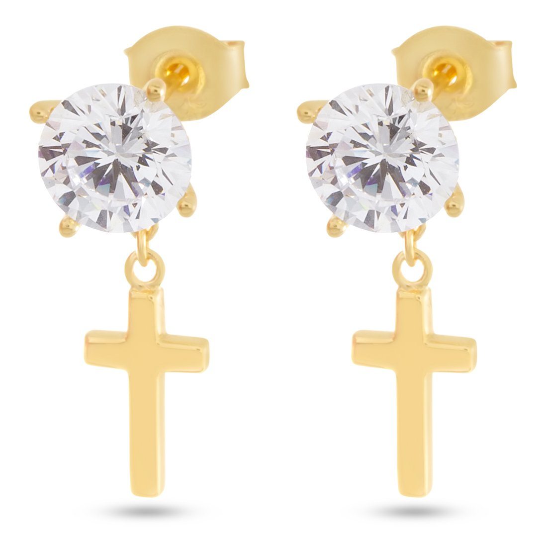 Image of Brilliant-Cut Hanging Cross Earrings