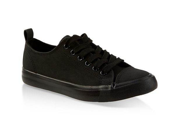 Faux Leather Lace Up Tennis Sneakers