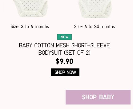 Baby Cotton Mesh Short-Sleeve Bodysuit (Set of 2) - SHOP NOW