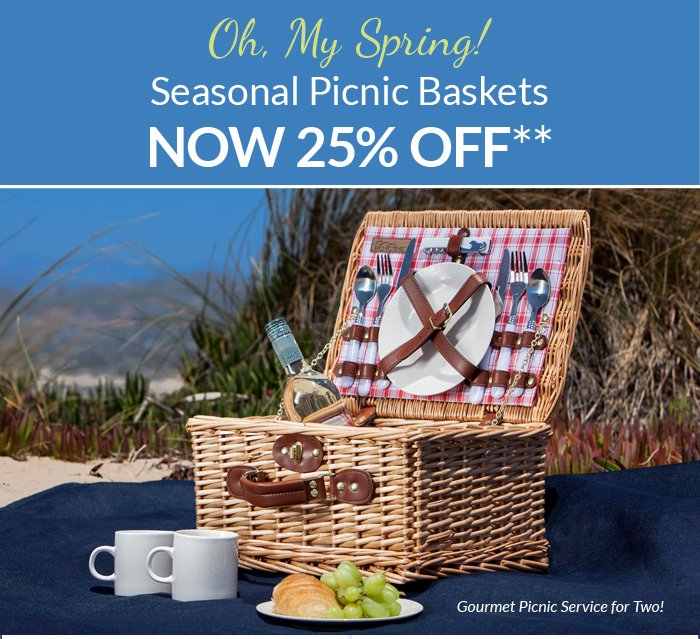 Picnic Baskets Now 25% Off!