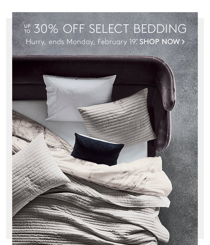 up to 30% off select bedding