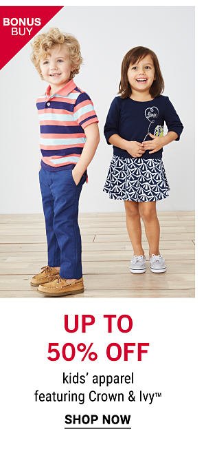 Bonus Buy - Up to 50% ogg kids' apparel, featuring Crown & Ivy™. Shop Now.