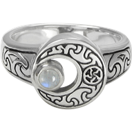 Crescent Moon with Moonstone Ring