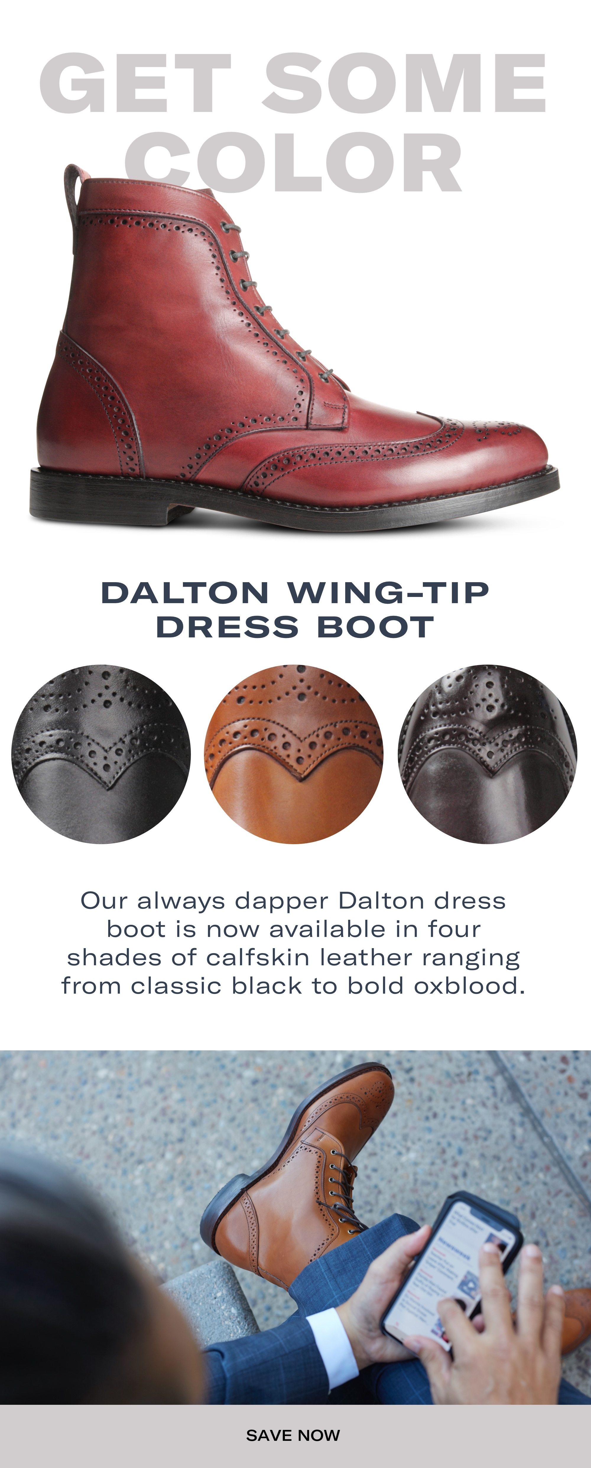 Shop Dalton Wing-Tip Dress Boot