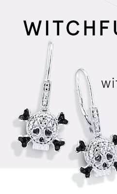 Black Diamond Skull Earrings