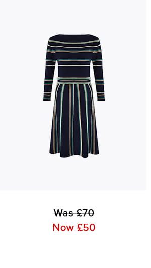 AYANNA STRIPE KNITTED LONG SLEEVE DRESS