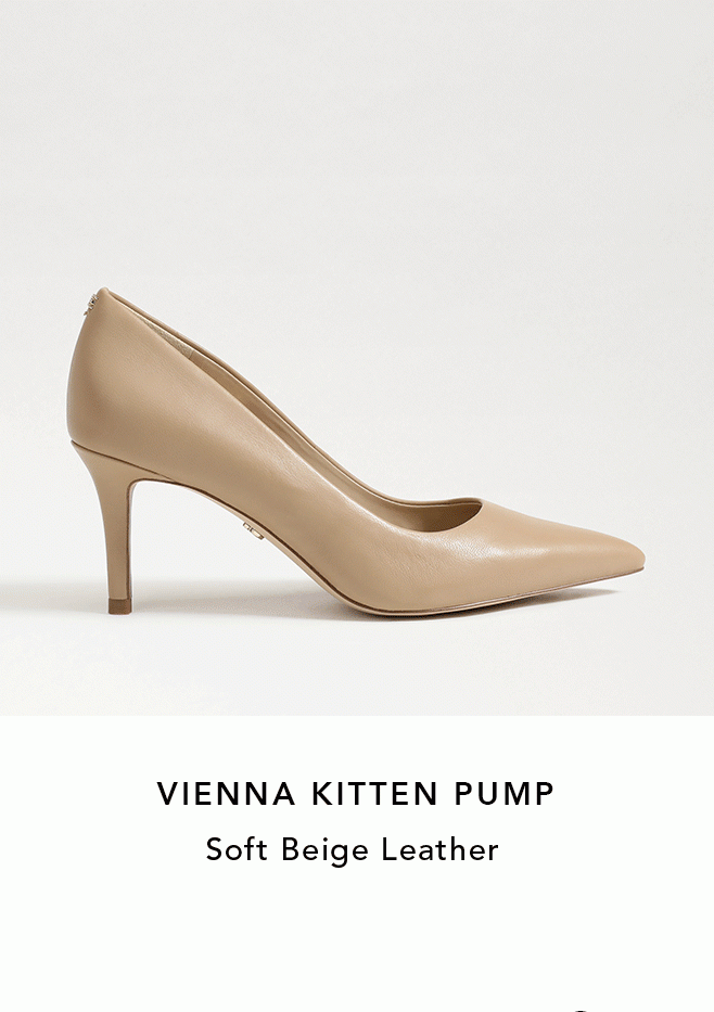 Vienna Kitten Pump - Soft Beige Leather