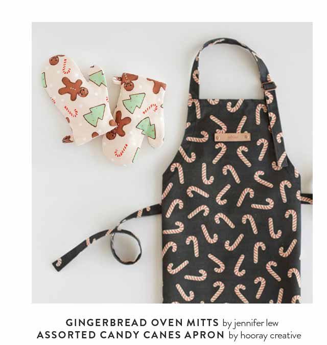 Gingerbread Oven Mitts, Assorted Candy Canes Aprons