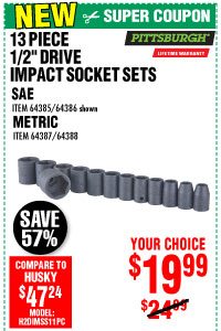 View 13 Pc 1/2 in. Drive SAE Impact Socket Set