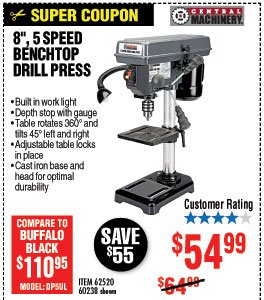 8 in. 5 Speed Bench Drill Press