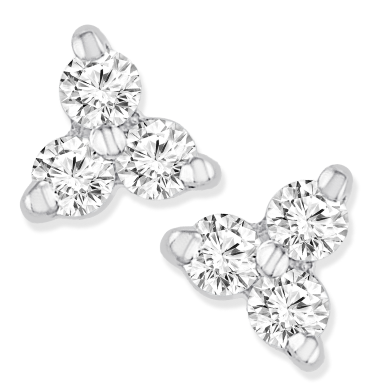 Three-Stone Diamond Earrings 1/5 ct tw Round-cut 10K White Gold