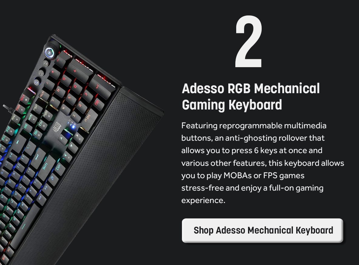 Adesso Programmable RGB Mechanical Gaming Keyboard