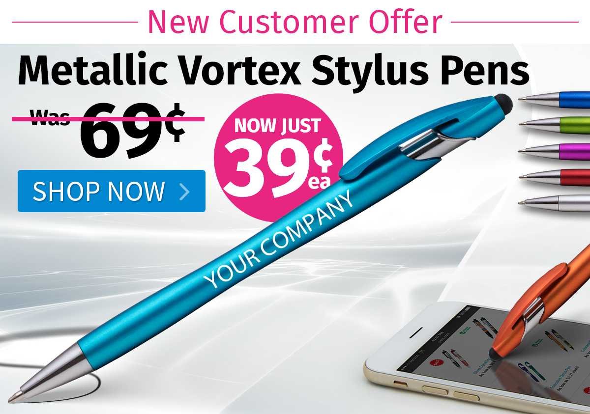 Metallic Vortex Stylus Pens for only 39¢ each!