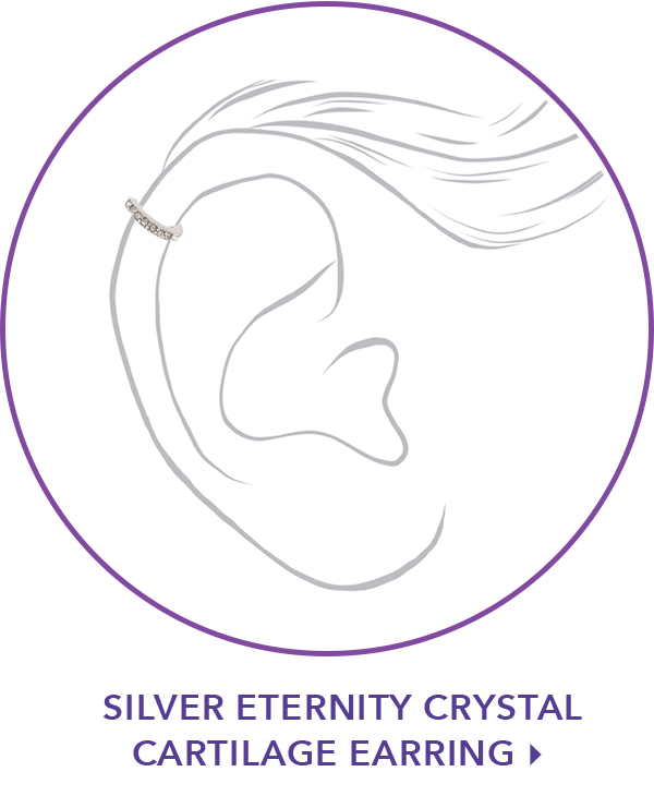 silver eternity crystal cartilage earring
