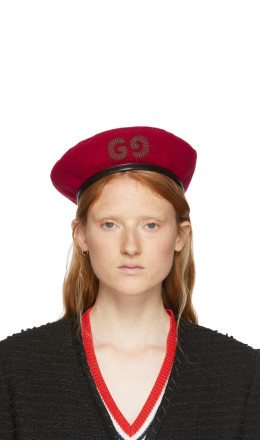 Gucci - Red Gg Patch Beret