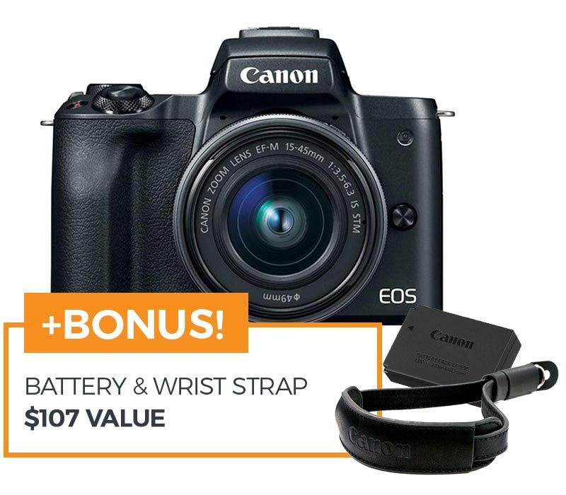 CANON EOS M50 BLACK W/EF-M 15-45MM IS LENS