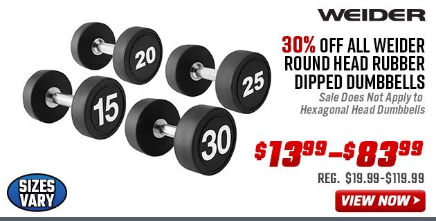  WEIDER Round Head Rubber Dipped Dumbbells 