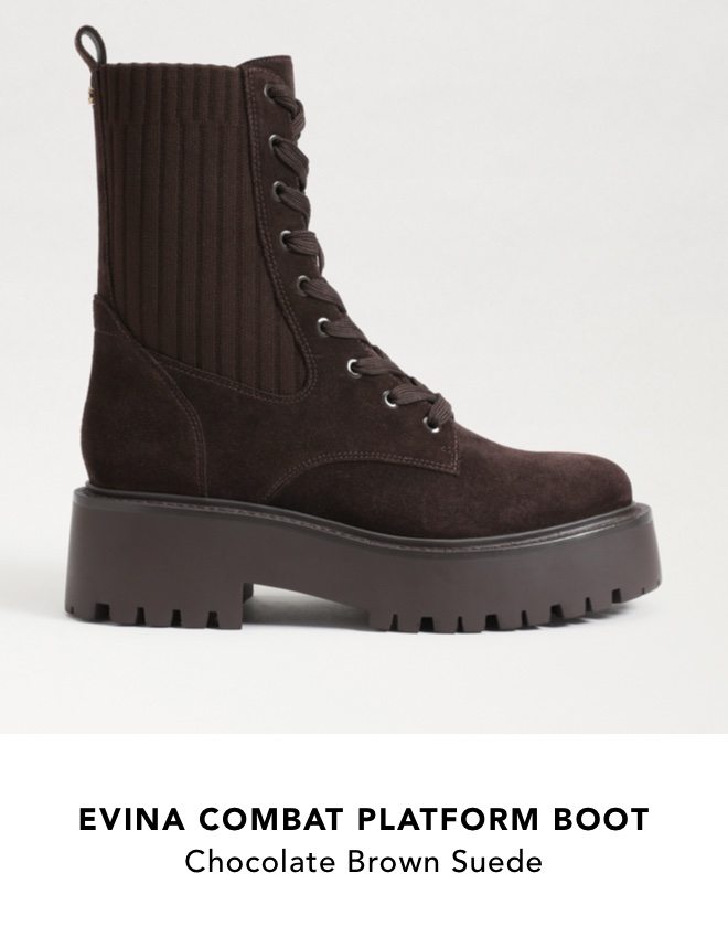 Evina Combat Platform Boot (Chocolate Brown Suede)