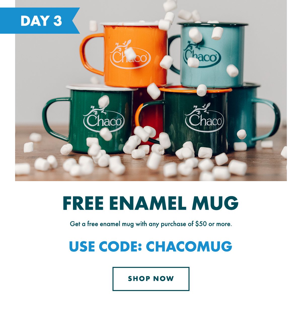 FREE ENAMEL MUG - USE CODE: CHACOMUG