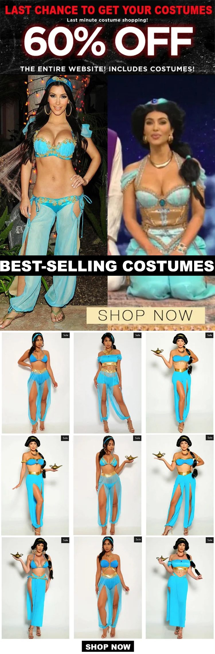 Open For Kim K's Hottest Halloween Look! Plus New Princess Jasmine Costume Styles Just Added!