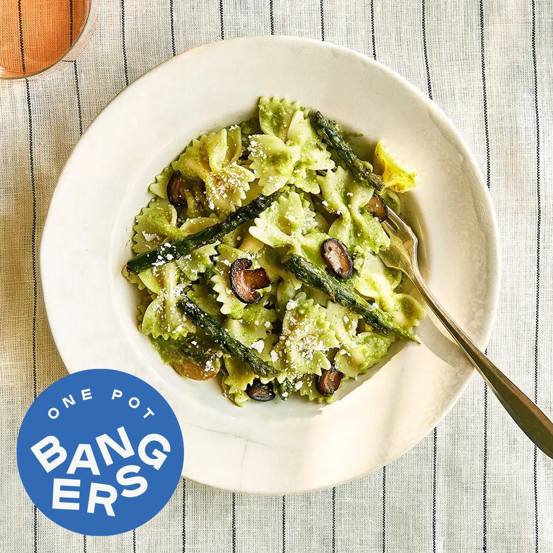 Creamy Asparagus Pasta with Mushrooms, Lemon, and Pecorino