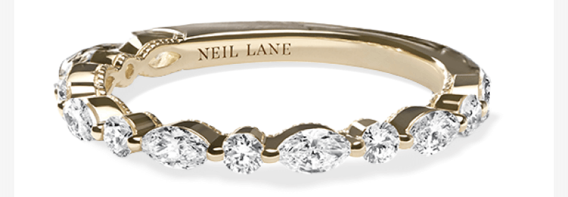 Neil Lane Artistry Marquise & Round-Cut Lab-Grown diamond Anniversary Band 3/4 ct tw 14K Yellow Gold