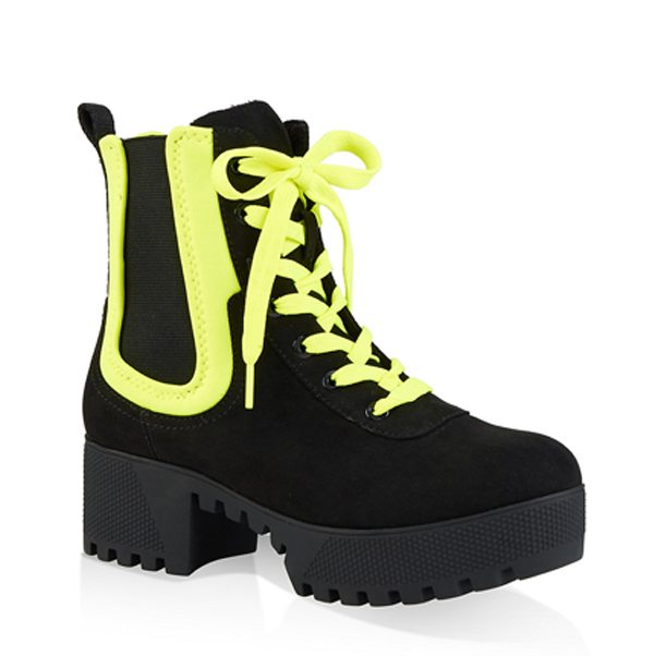 Contrast Trim Platform Boots