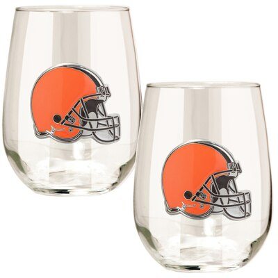 Cleveland Browns 15oz. Stemless Wine Glass Set