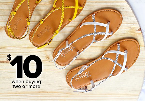 $10 Sandals When Buying Two or More