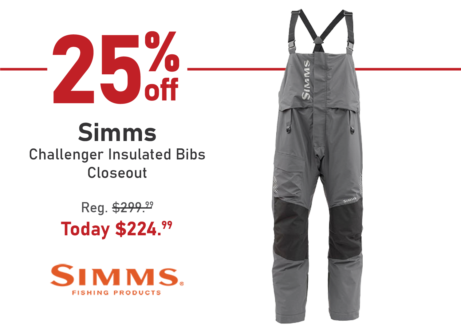 Save 25% on the Simms Challenger Insulated Bibs - Closeout