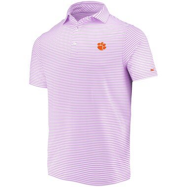 Vineyard Vines Clemson Tigers Purple Winstead Stripe Sankaty Performance Polo