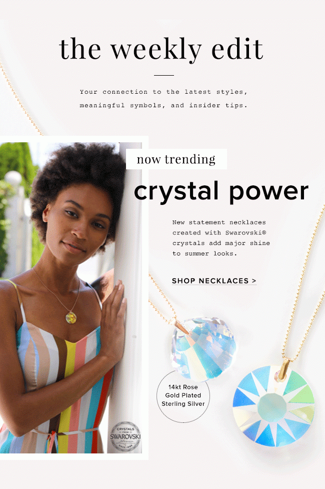 Statement necklaces created with Swarovski® crystals add major shine to summer looks. Check them out.