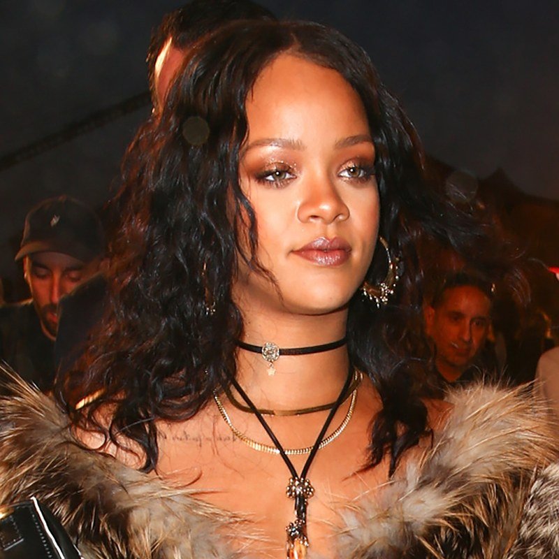 Rihanna in a fur coat