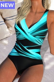 Ombre Cyan Color One Piece Swimwear