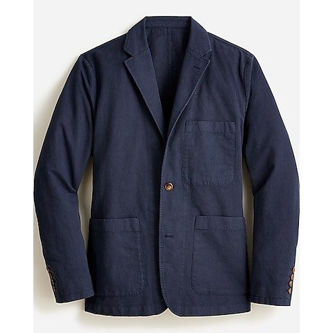Garment-dyed cotton-linen chino suit jacket