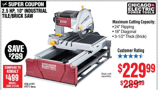 View 10 in. 2.5 HP Tile/Brick Saw