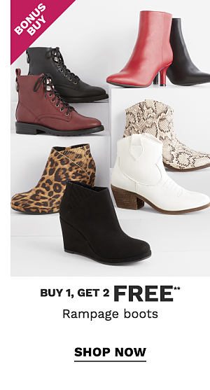 Bonus Buy - Buy 1, get 2 FREE** Rampage boots. Shop Now.