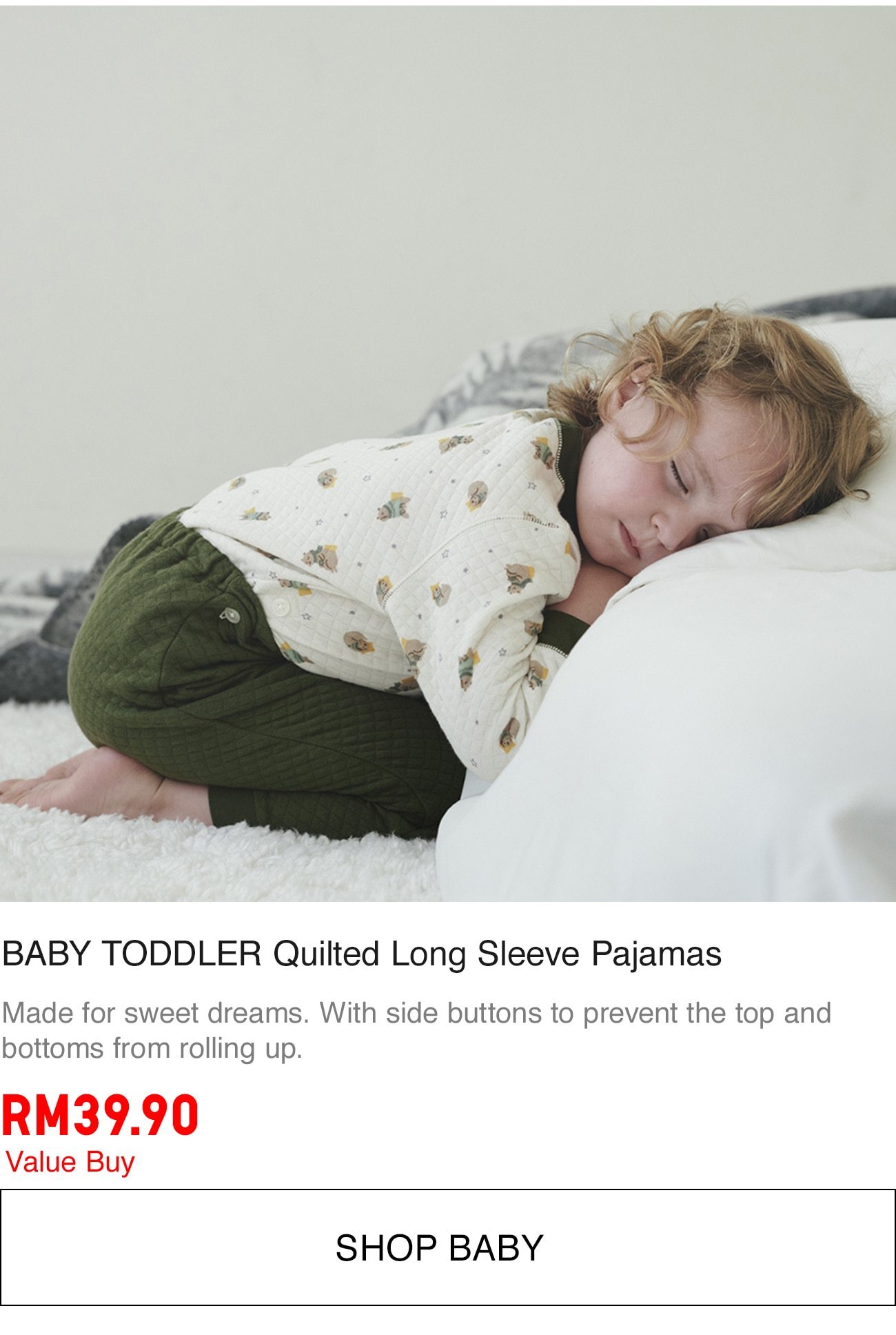 Baby Toddler Quilted Long Sleeve Pajamas