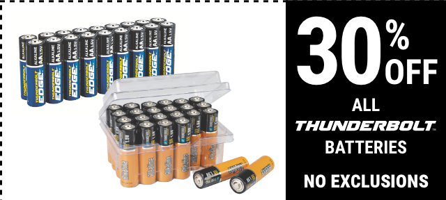 30% off All Thunderbolt Batteries