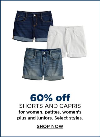 60% off shorts and capris for women, petites, women's plus, and juniors. shop now.
