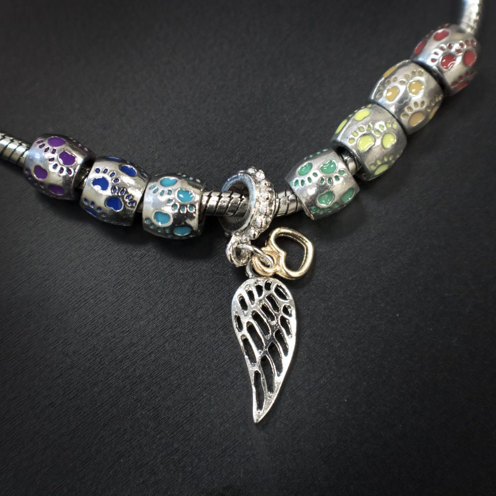 Image of Rainbow Paw Prints Wing Bracelet