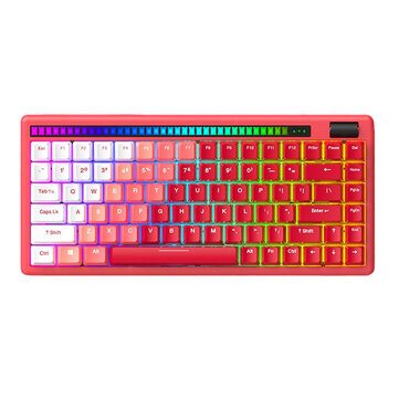 DAREU A84 Pro Triple-Mode Mechanical Keyboard 84 Keys PBT Keycaps Customized Sky Blue Linear V3 Switch Type-C Wired bluetooth5.1 2.4G Wireless Gasket Structure Set Pickup RGB Light Bar Gaming Keyboard with Supplement Keycaps