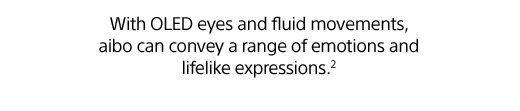 With OLED eyes and fluid movements, aibo can convey a range of emotions and lifelike expressions.²