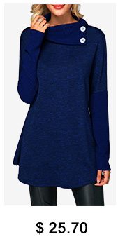 Long Sleeve Button Detail Royal Blue T Shirt