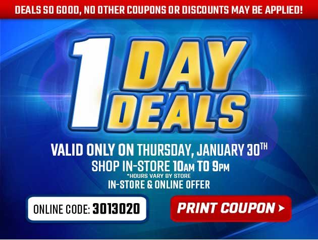 Extra Low Prices for E-Team Members | 1-Day Deals | Coupon valid In-Store Tomorrow, Thursday, January 30, 2020