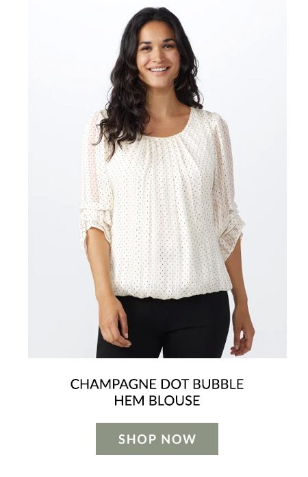 Champagne Dot Bubble Hem Blouse 