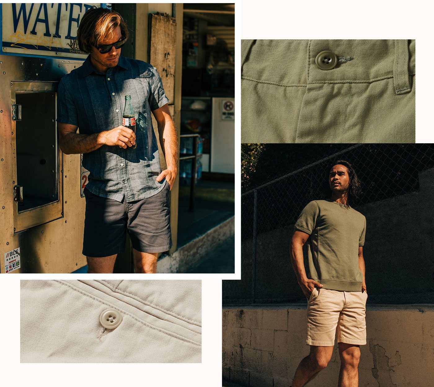 The Foundation Short in Organic Navy, Olive, Khaki and Natural Twill
