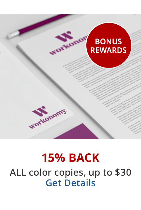 15% Back in Rewards on ALL Color Copies